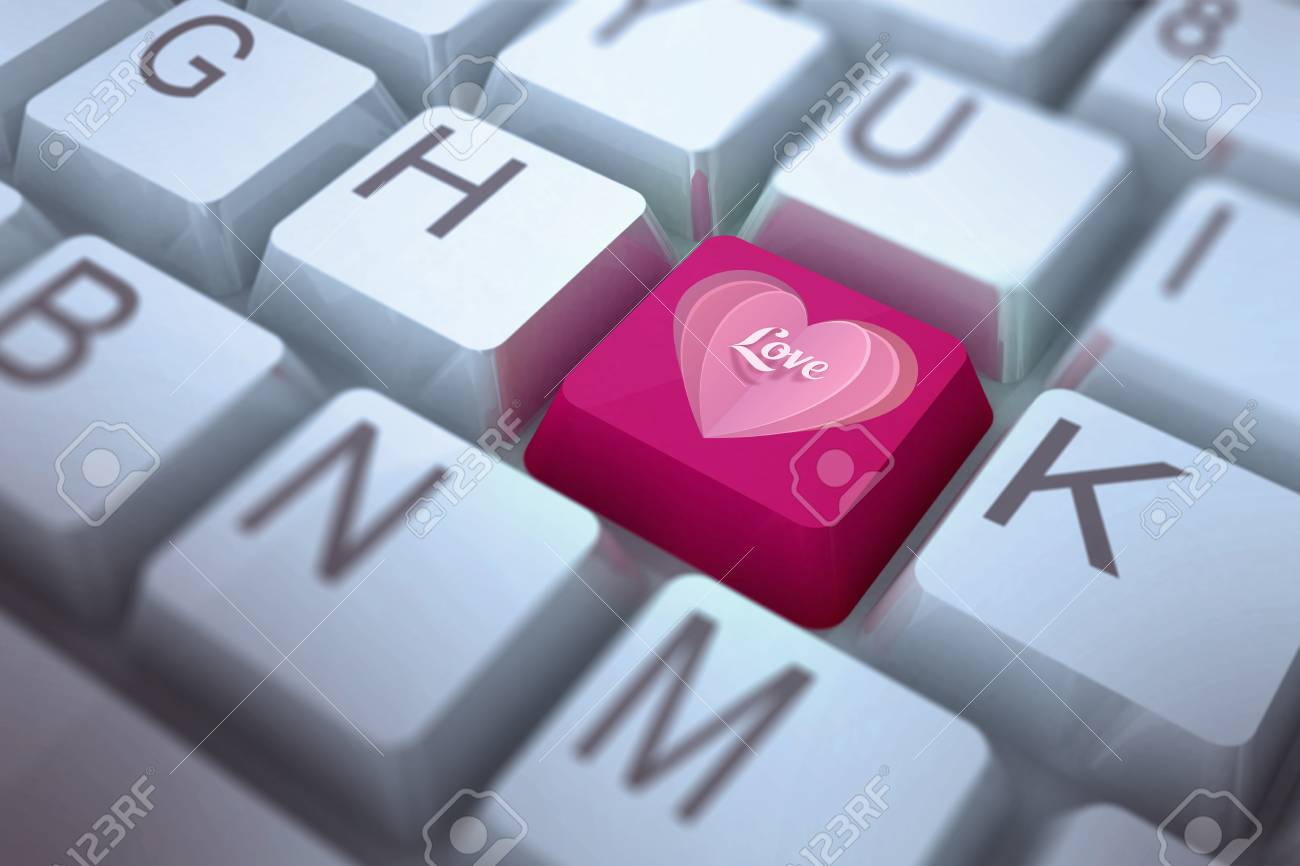 Love Heart Against Pink Key On Keyboard Stock Photo, Picture and Royalty  Free Image. Image 35907816.