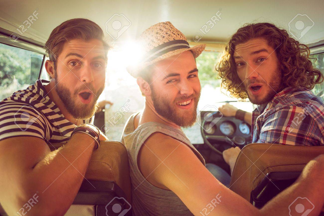 Hipster friends on road trip on a summers day - 36406586 Hipster friends on road trip on a summers day - 36406586