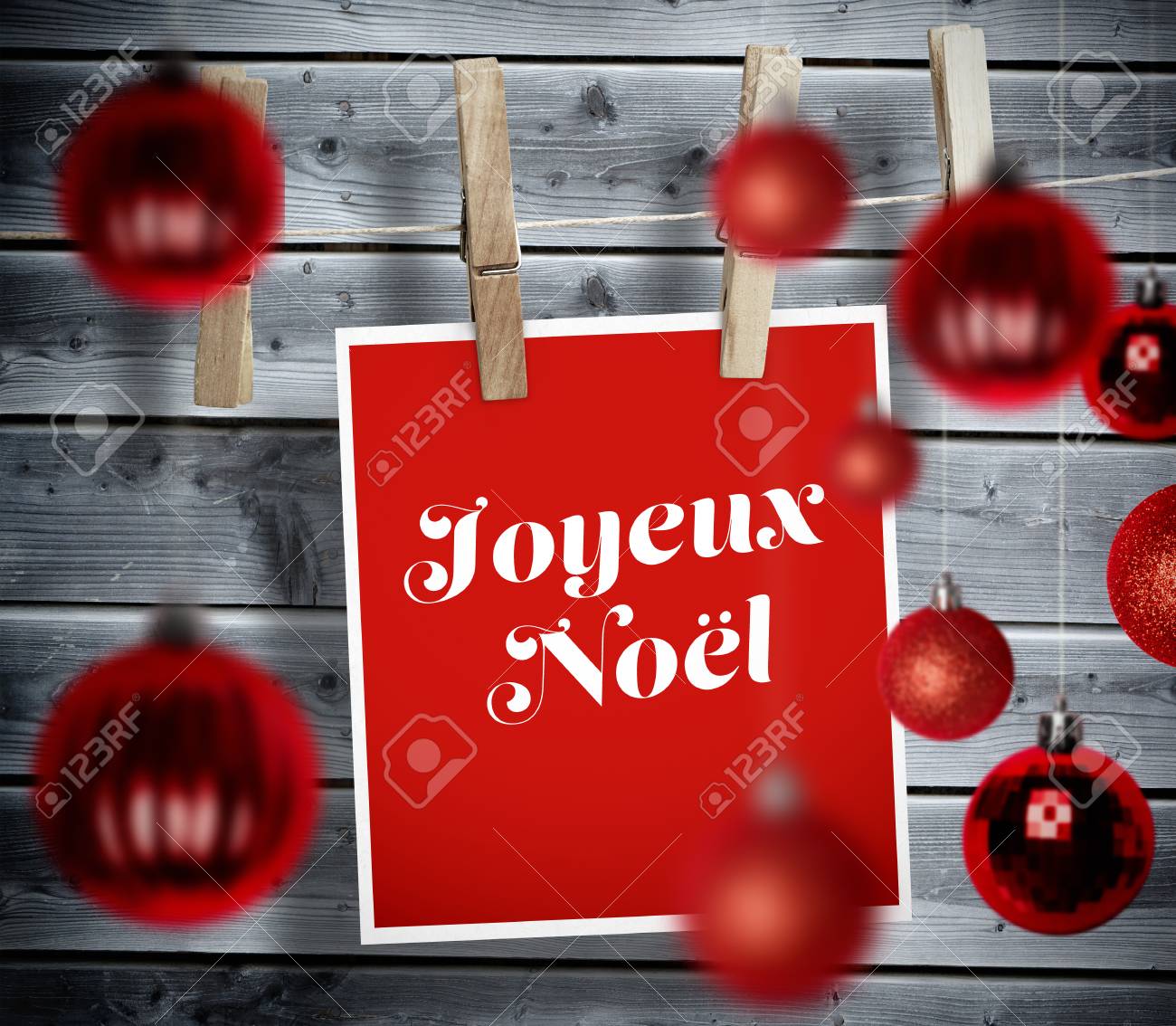 Boules De Noël Contre Des Planches De Bois Gris Création Numérique