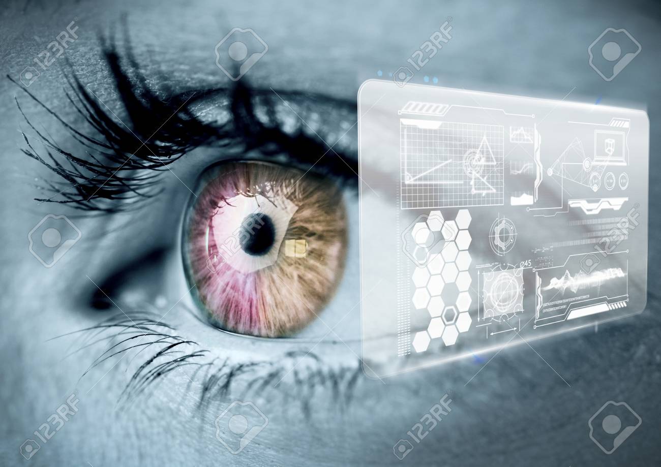 アイコンのカラフルな目のデジタル生成 の写真素材 画像素材 Image