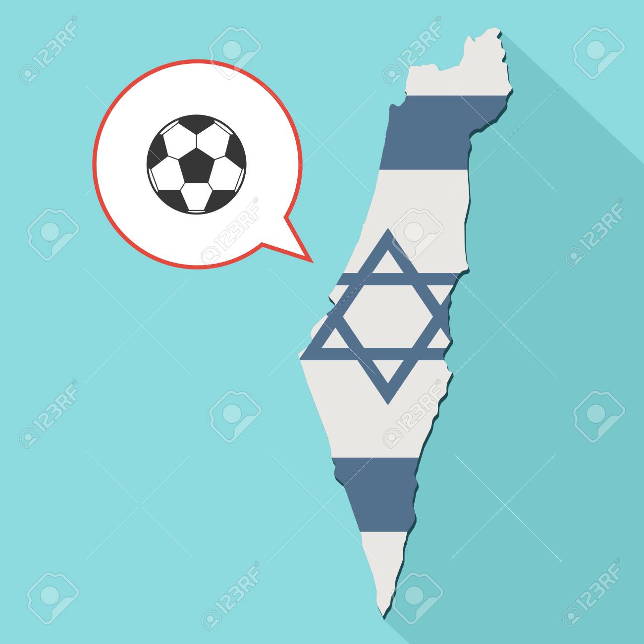 そのフラグと長い影イスラエル地図とサッカー ボールでコミックの