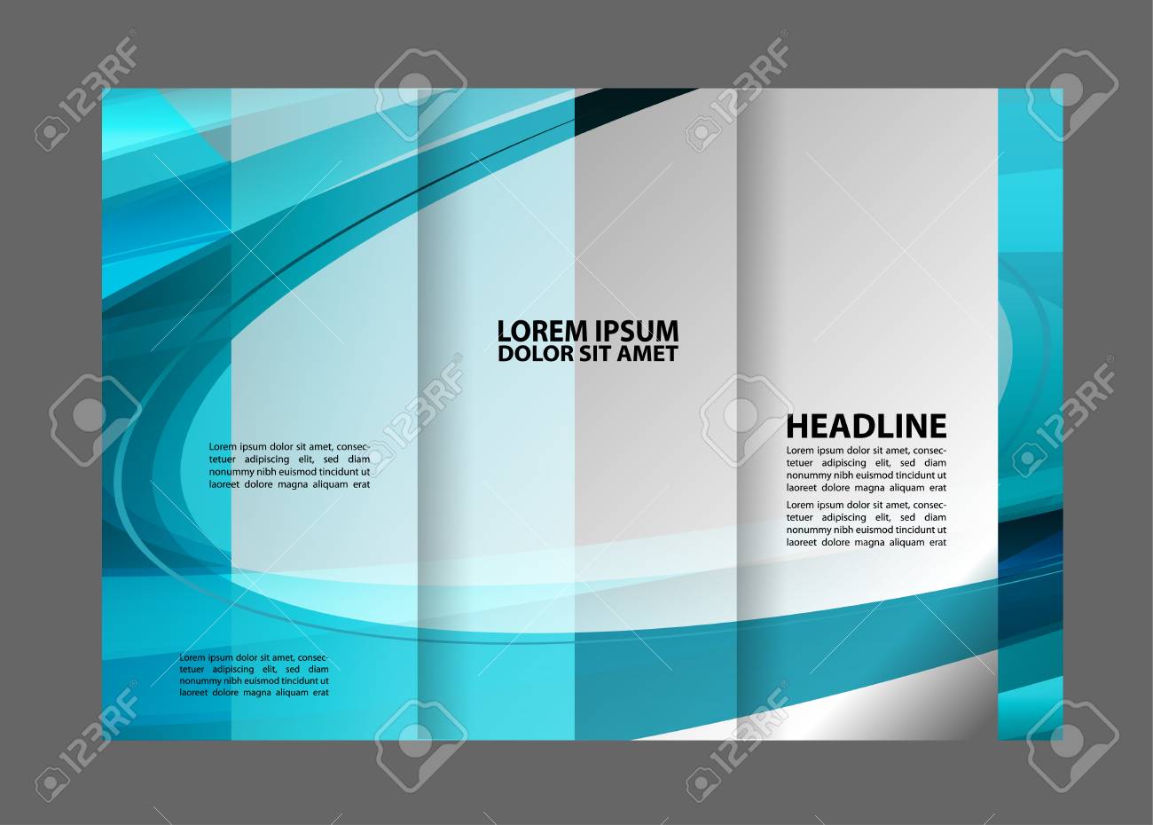 vector tri fold brochure modern blue background design template tri fold background