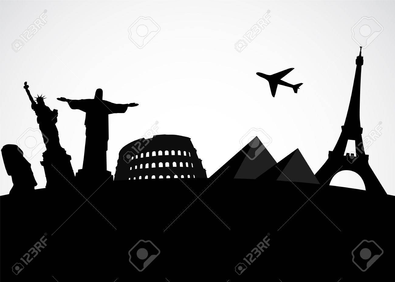 世界の有名な記念碑観光のベクトルの背景のイラスト のイラスト素材 ベクタ Image