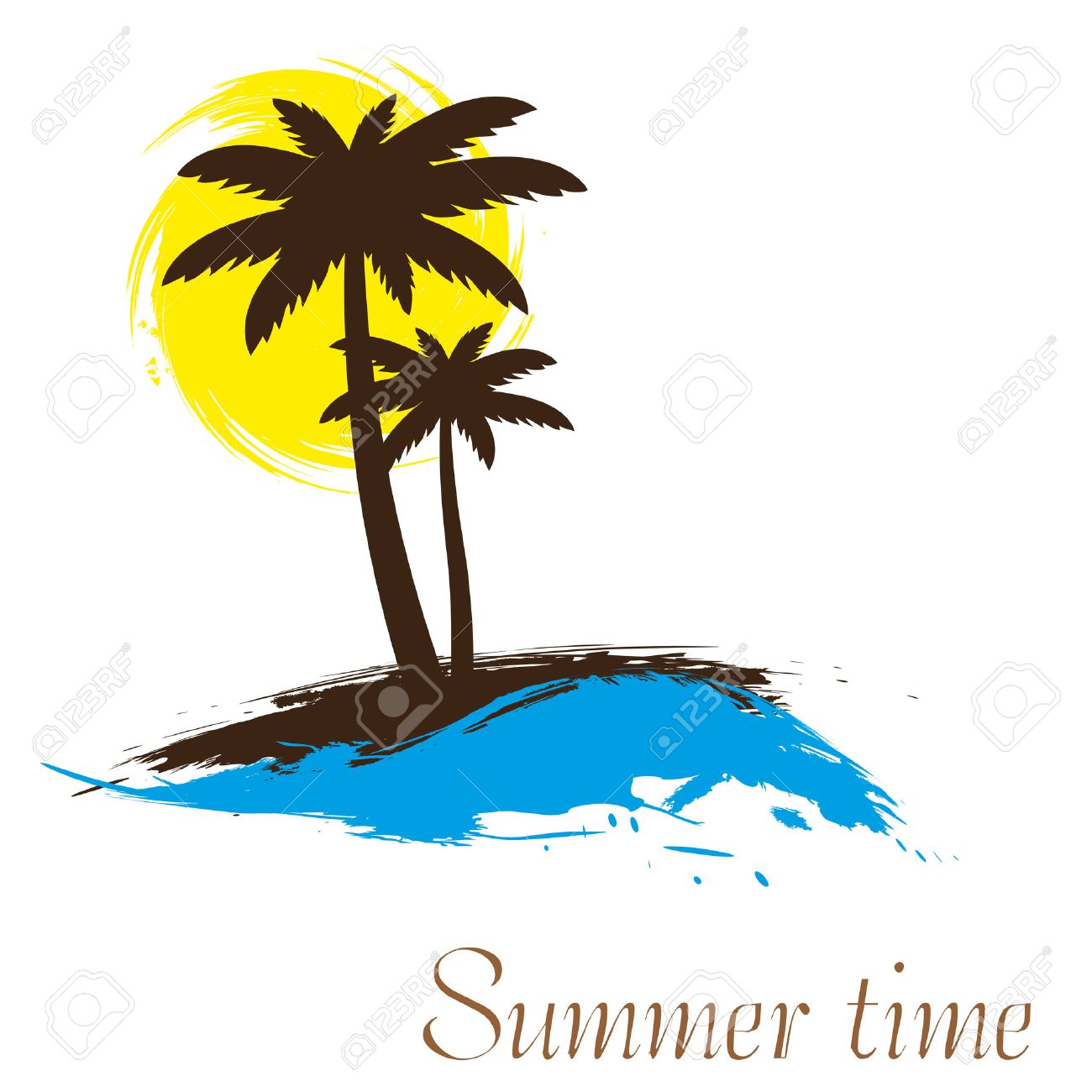 Sunset And Palm Trees On Island Vector Illustration Royalty Free Cliparts Vectors And Stock Illustration Image 36468368
