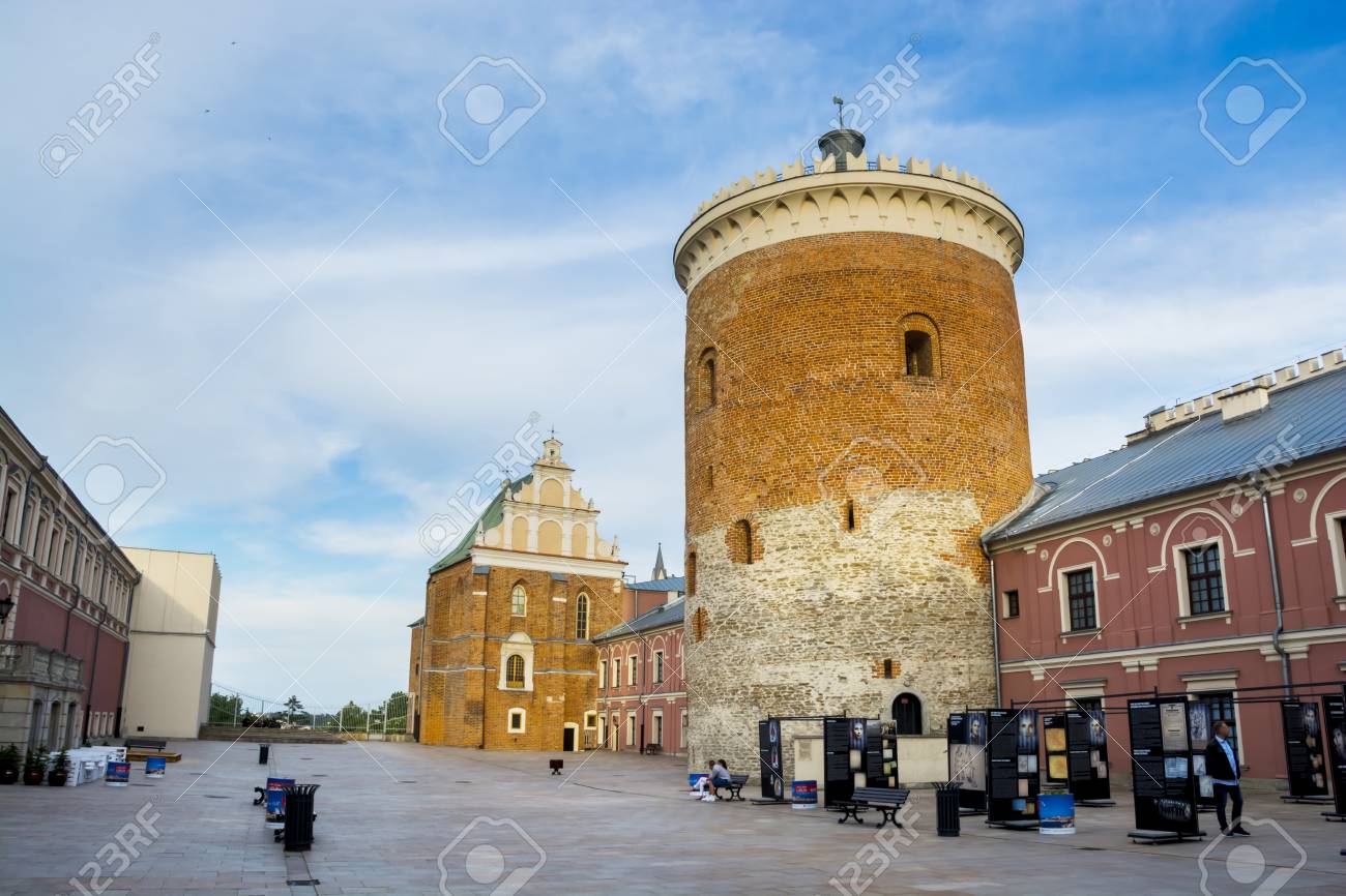 LUBLIN, POLAND - JUNE 02, 2016: Courtyard of medieval royal castle in Lublin with donzon on 02 June 2016 Lublin, Poland - 59473378 LUBLIN, POLAND - JUNE 02, 2016: Courtyard of medieval royal castle in Lublin with donzon on 02 June 2016 Lublin, Poland - 59473378