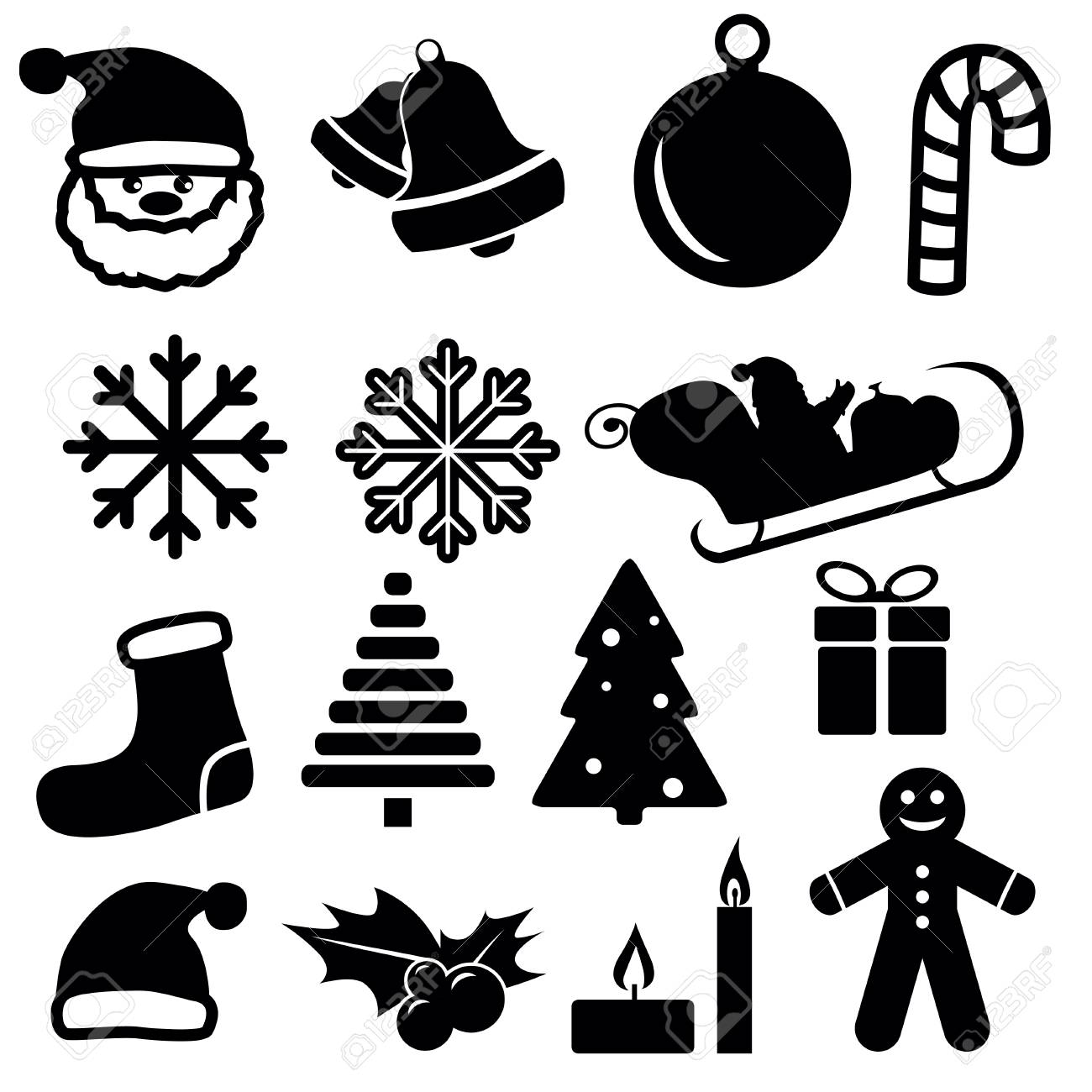 Set of christmas and winter icons isolated on white background. Vector illustration. - 68098591 Set of christmas and winter icons isolated on white background. Vector illustration. - 68098591