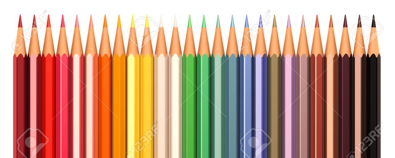 Color pencils in line isolated on a white background - 43633790 Color pencils in line isolated on a white background - 43633790
