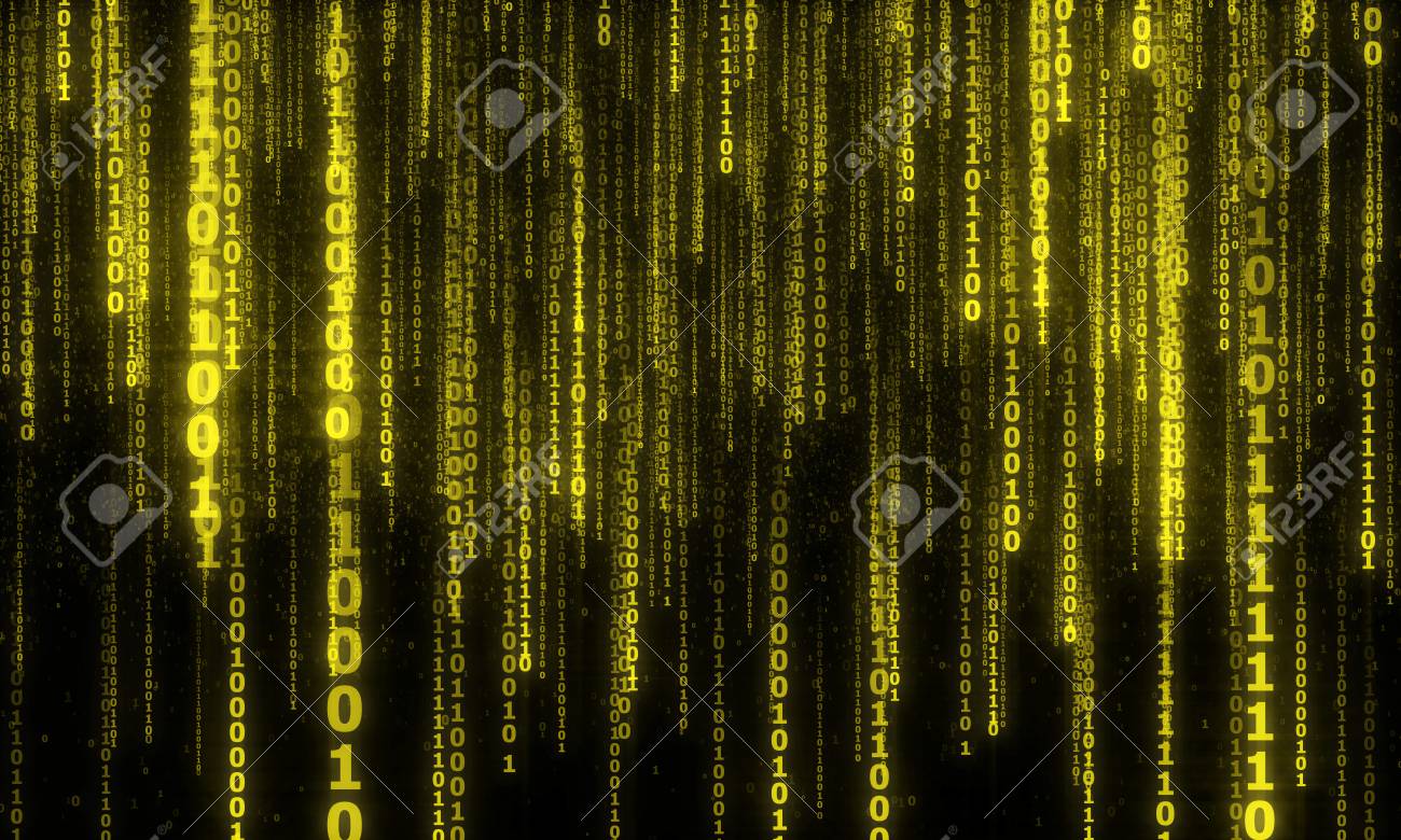cyberspace with digital falling lines, binary hanging chain, abstract background with yellow digital lines - 52654915 cyberspace with digital falling lines, binary hanging chain, abstract background with yellow digital lines - 52654915