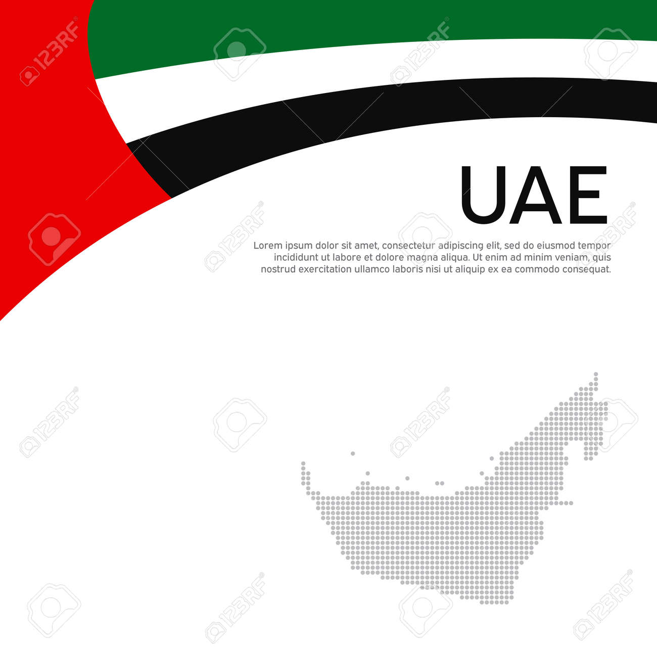 Abstract waving flag mosaic map of united arab emirates. Creative background for design of patriotic holiday card uae. National Poster. Flat style. UAE business booklet, flyer. Vector flat design - 170188469 Abstract waving flag mosaic map of united arab emirates. Creative background for design of patriotic holiday card uae. National Poster. Flat style. UAE business booklet, flyer. Vector flat design - 170188469