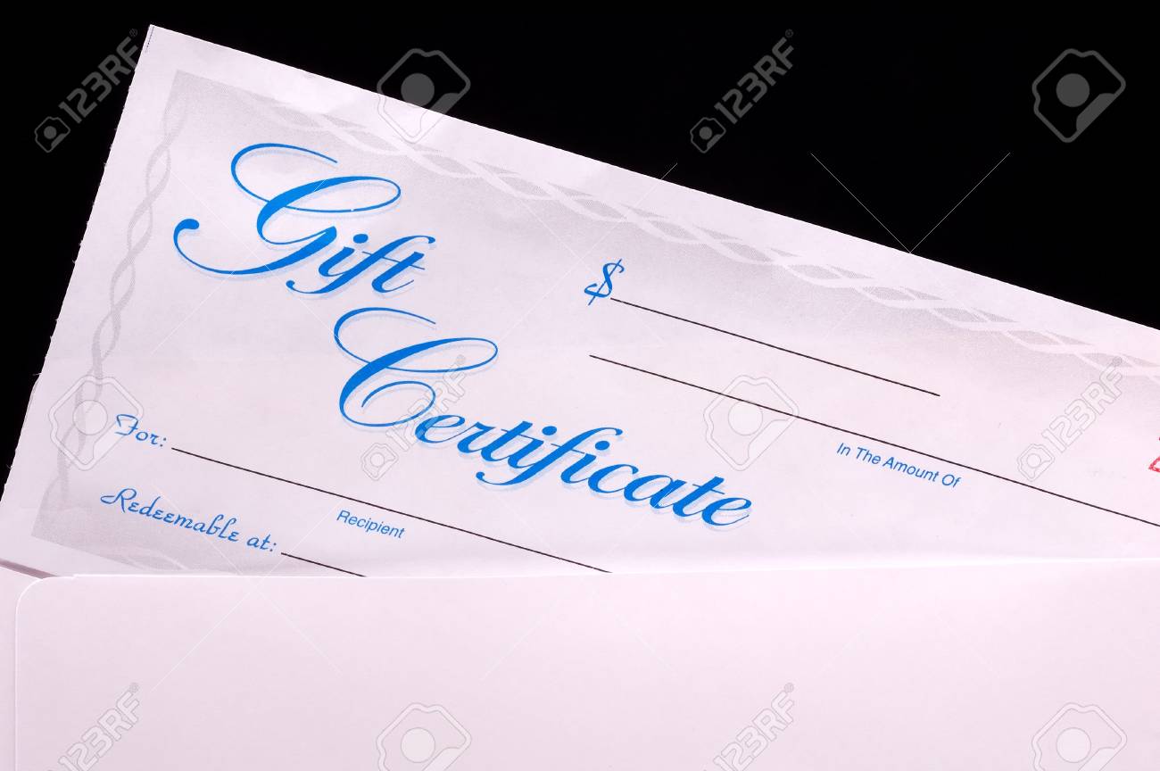gift certificate in an envelope stock photo picture and royalty