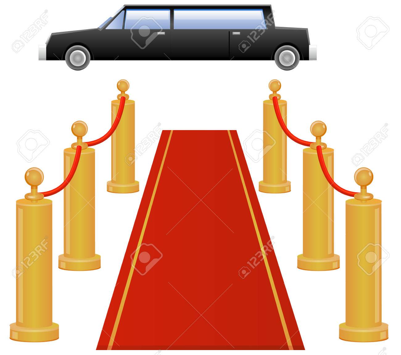 Entrée De Tapis Rouge Avec La Voiture De Limousine Clip Art Libres