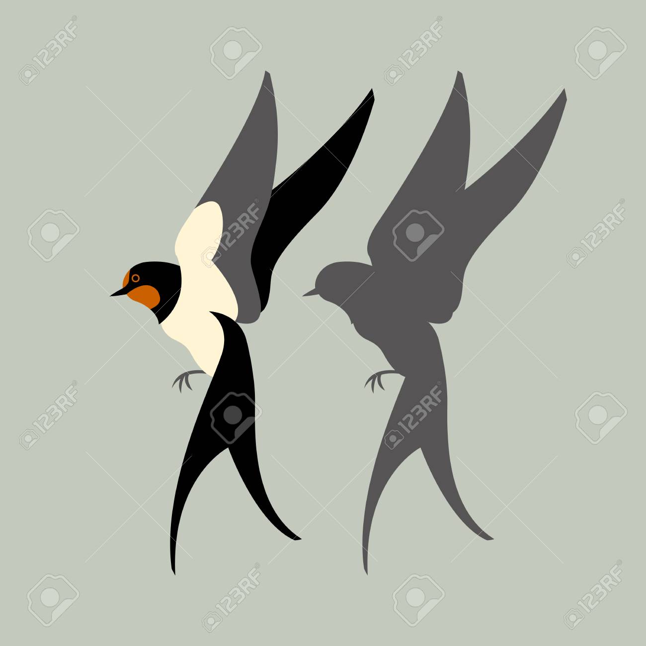 Swallow Vector Illustration Style Flat Set Black Silhouette Royalty Free  SVG, Cliparts, Vectors, and Stock Illustration. Image 74763937., image size:1300x1300