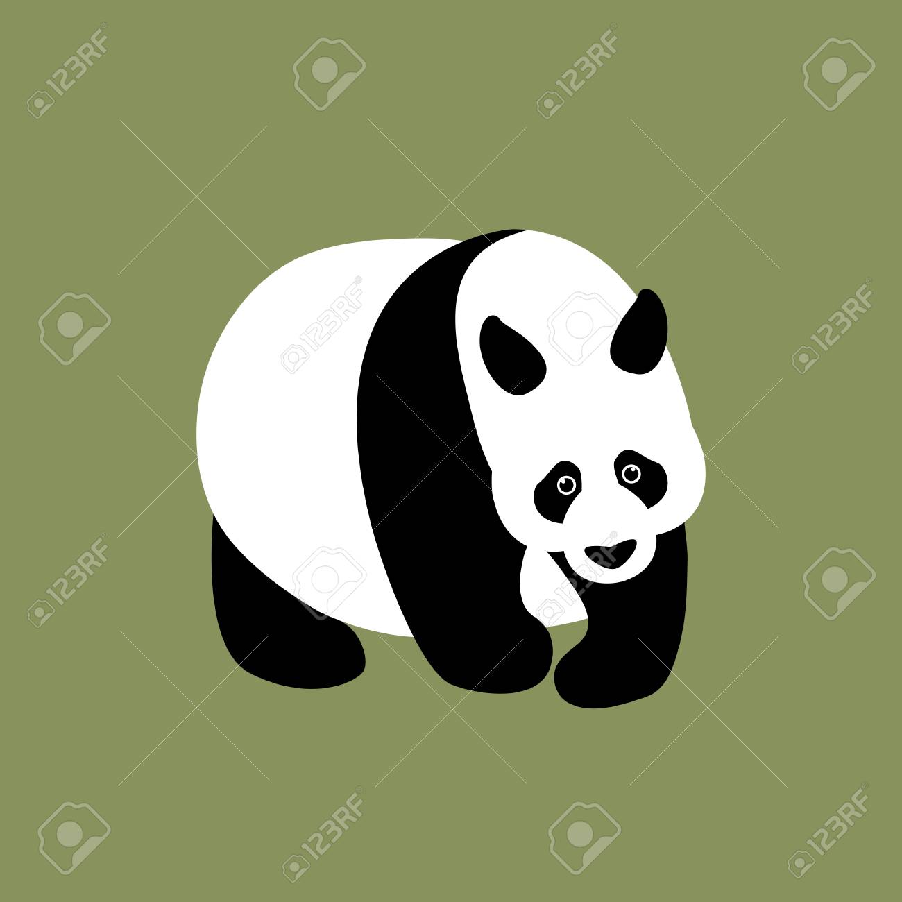 panda vector illustration style flat side front royalty free