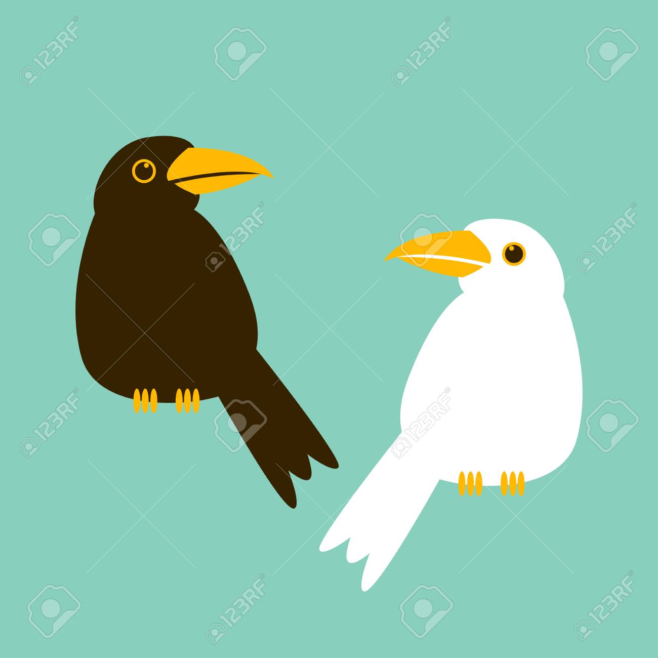 カラス漫画ベクトルイラストフラットスタイル白いカラスのイラスト素材 ベクタ Image