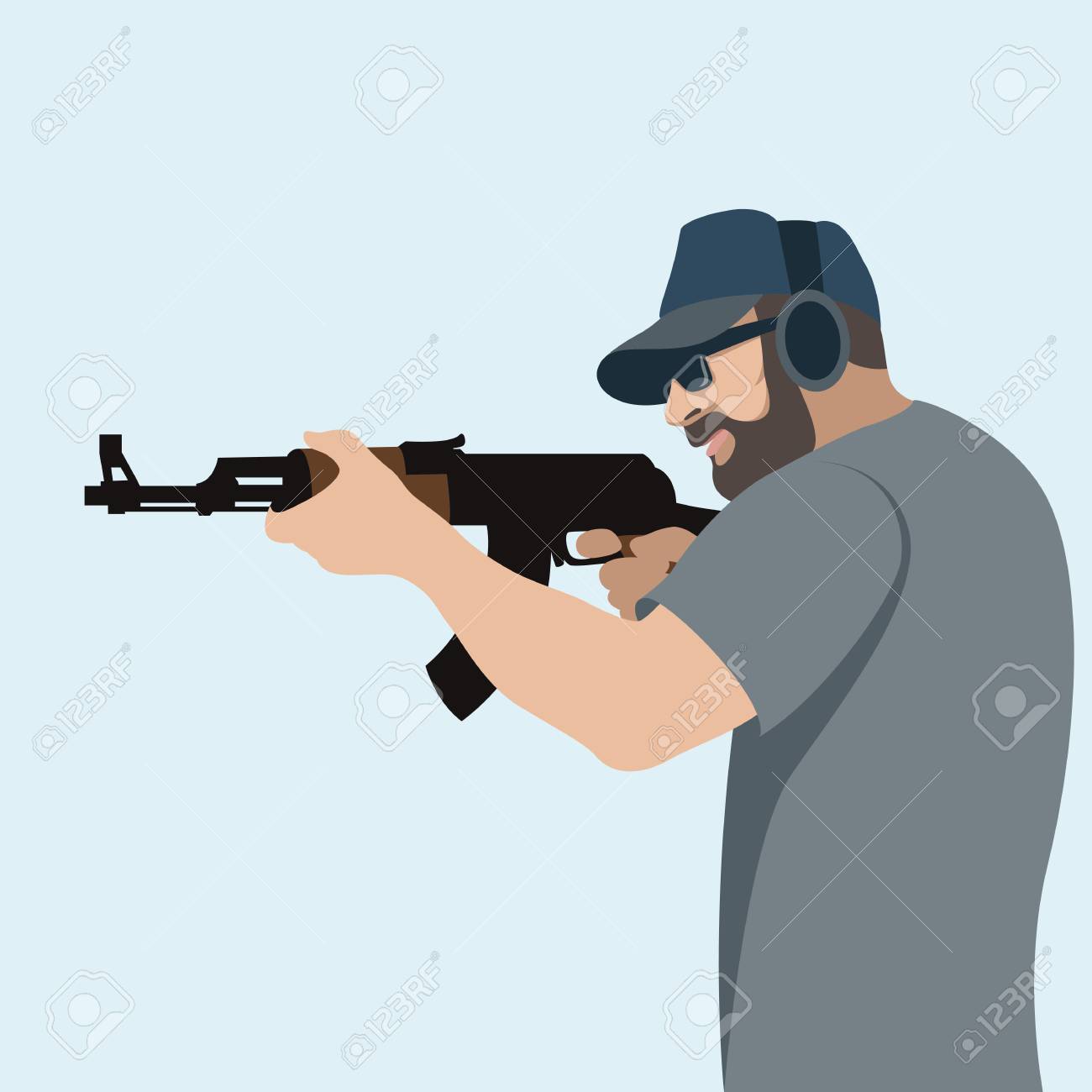A Man With A Gun Vector Illustration Flat Style Profile Side Royalty Free Cliparts Vectors And Stock Illustration Image