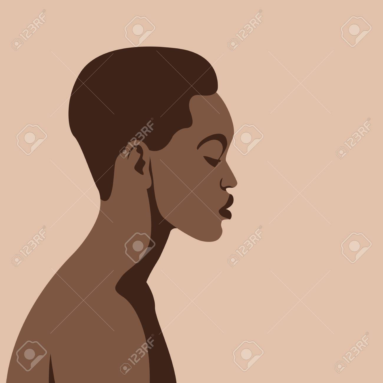 Dark Skinned Girl Face Head Vector Illustration Flat Style Profile Side Royalty Free Cliparts Vectors And Stock Illustration Image