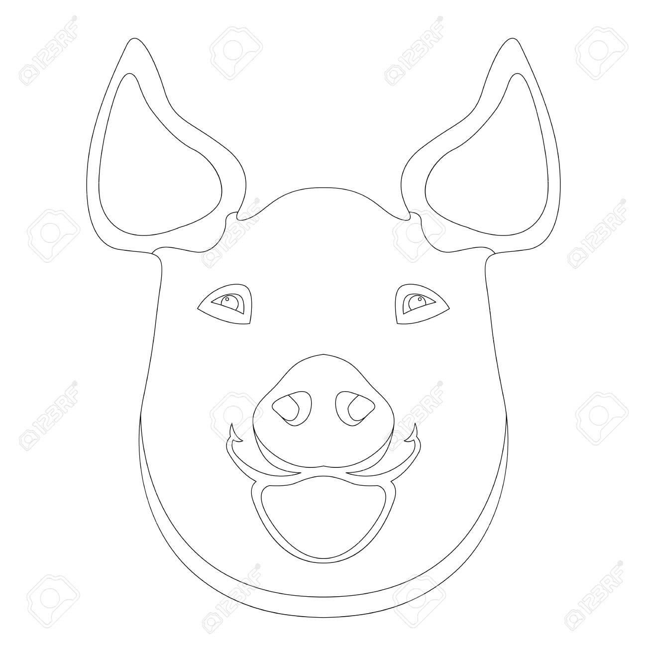 página para colorear de cabeza de cerdo