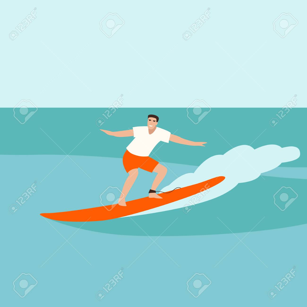 Man To Surf Vector Illustration Flat Style Profile View Royalty Free Cliparts Vectors And Stock Illustration Image