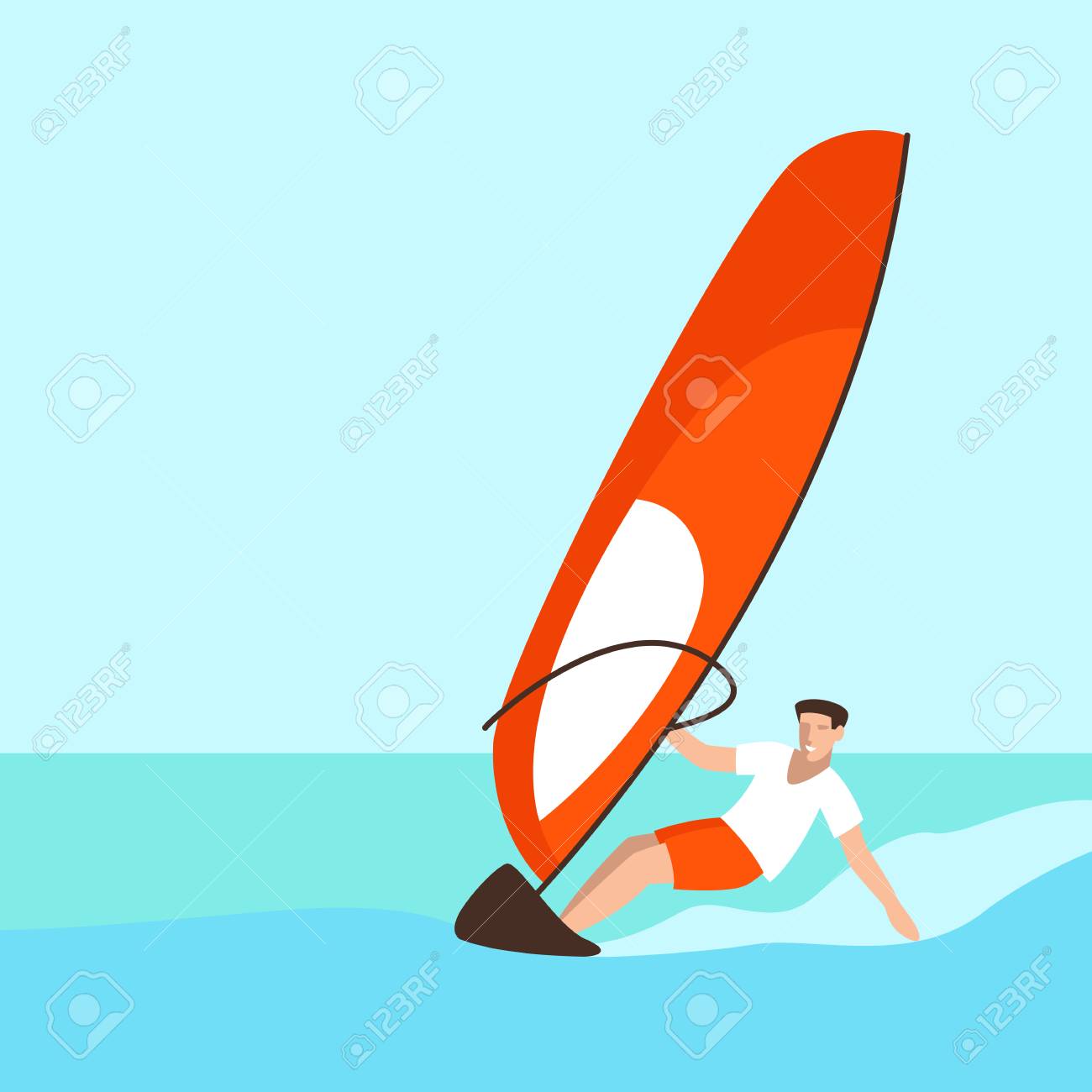 Man To Windsurf Vector Illustration Flat Style Profile View Royalty Free Cliparts Vectors And Stock Illustration Image