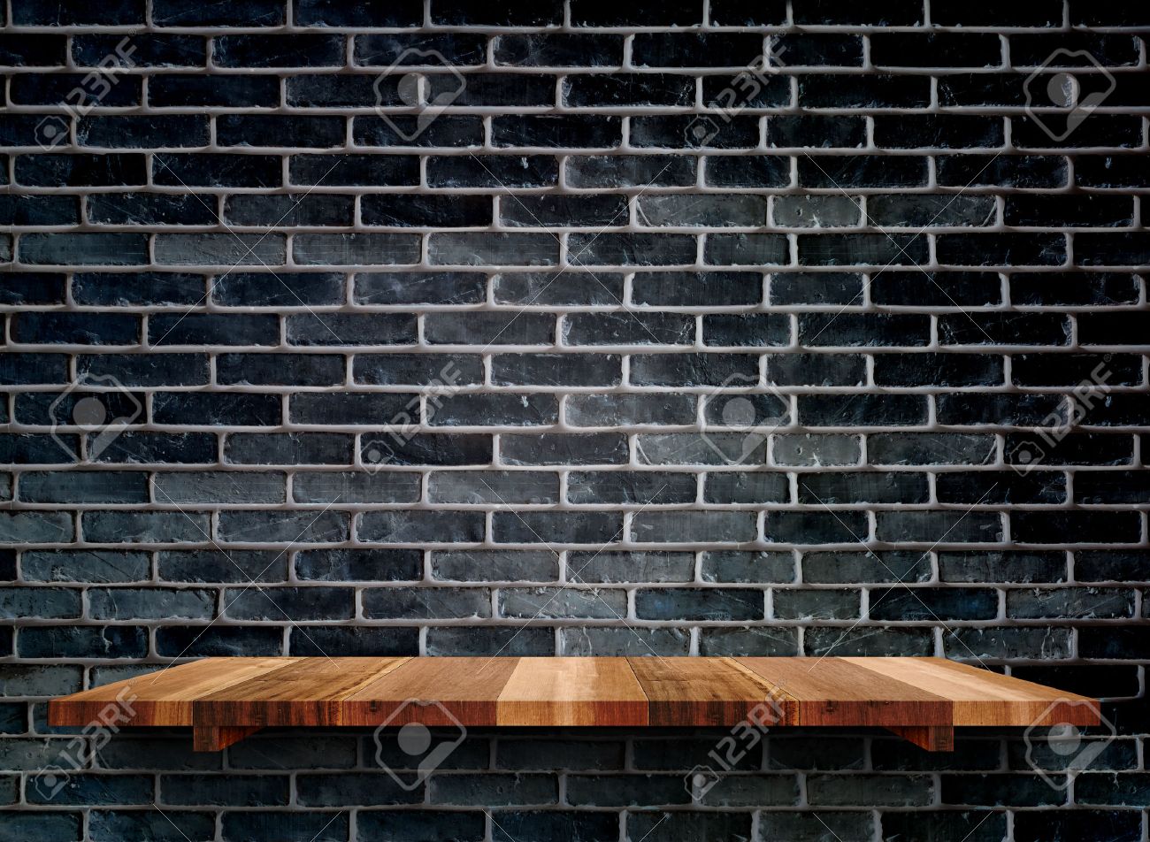 empty wooden shelfs on