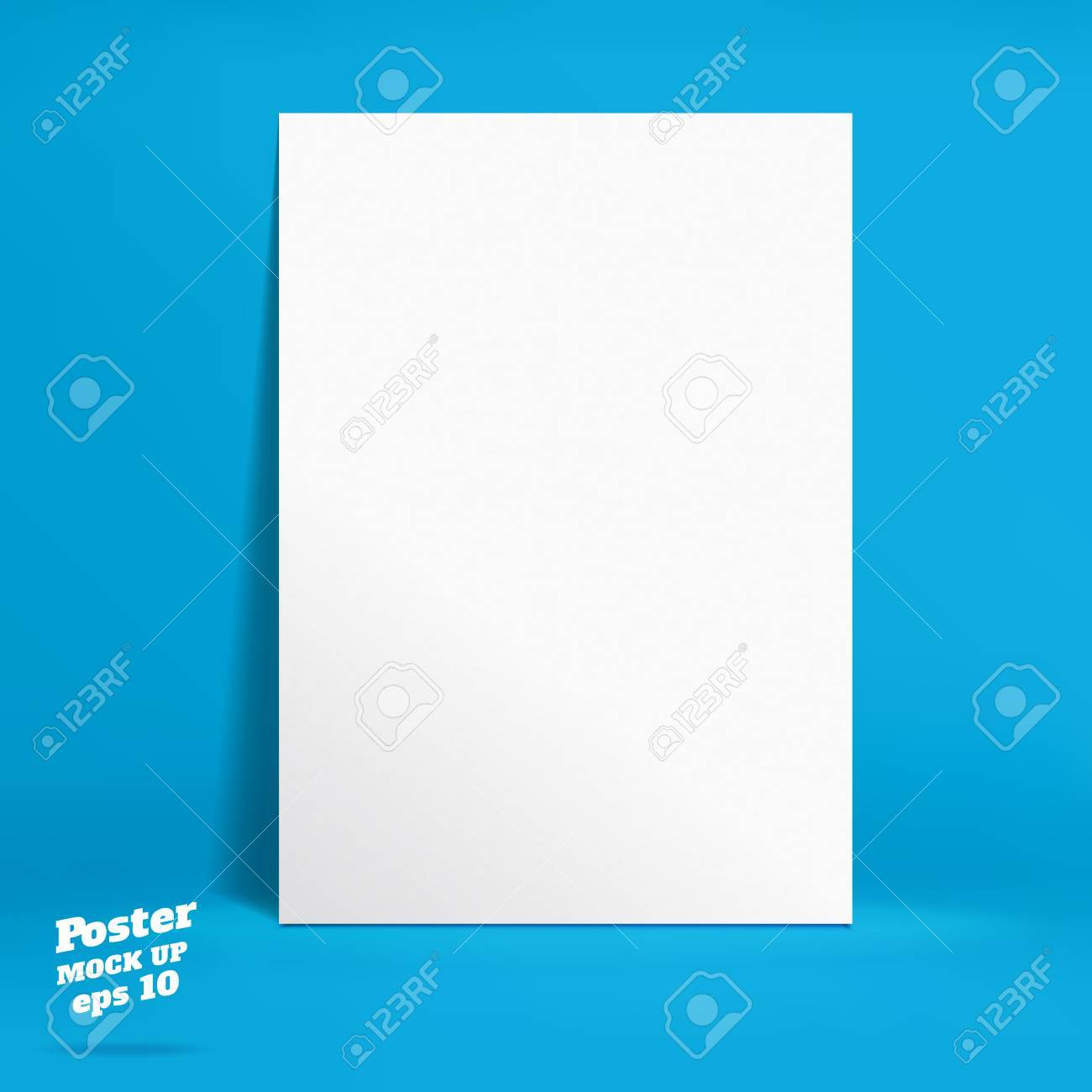 vector white paper poster in vivid blue studio room template