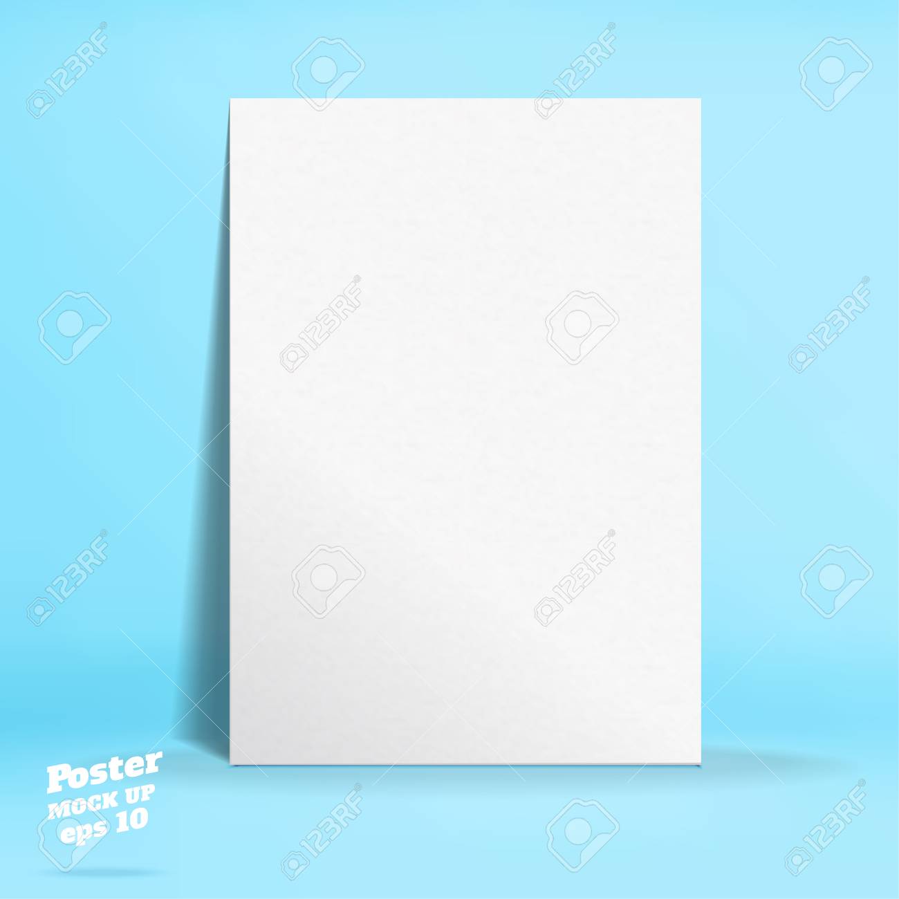 vector of white paper poster in pastel colorful blue studio room