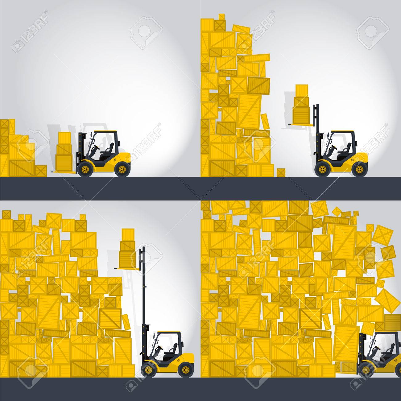 yellow fork lift loader works in store nice lift loads crate crate works