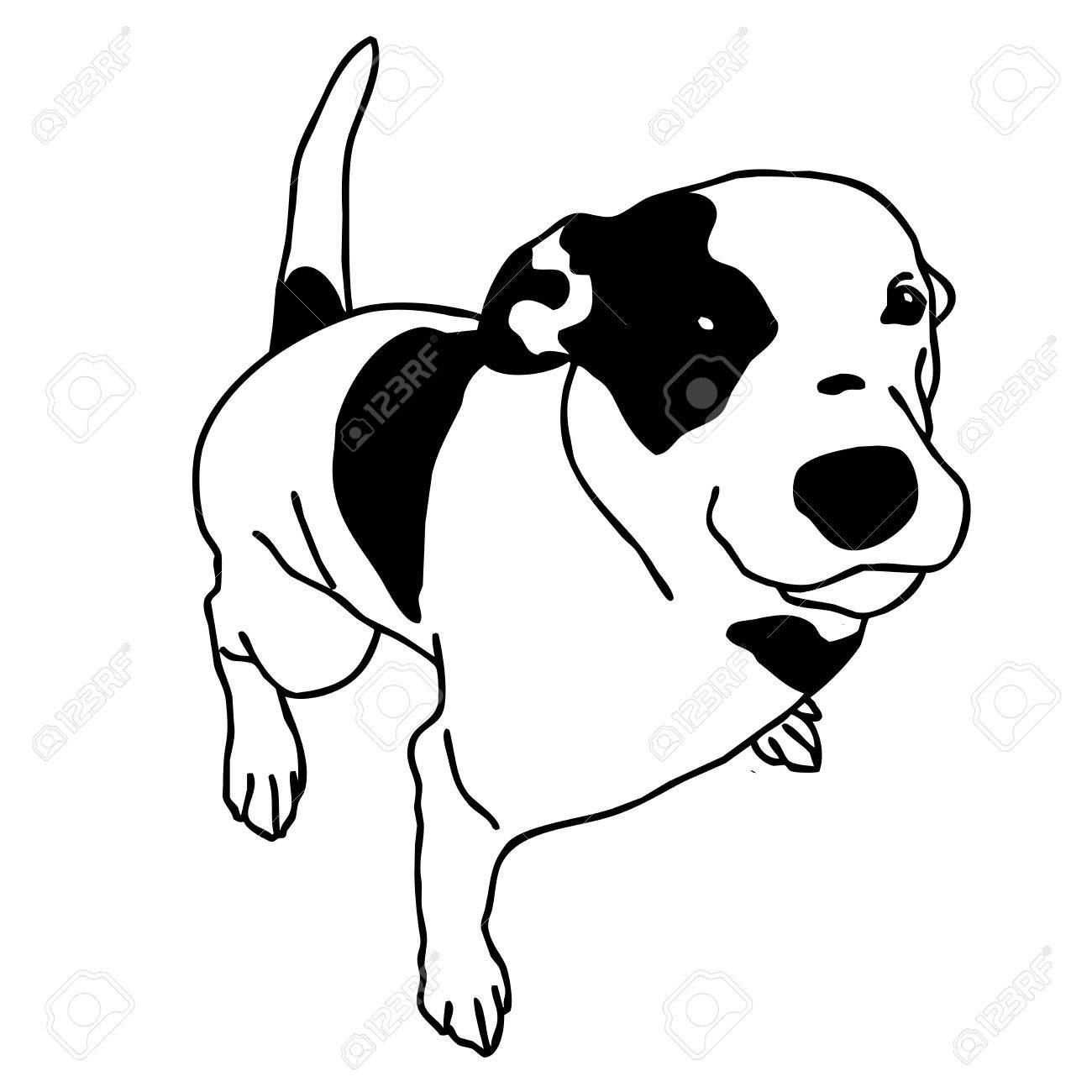 ベクトル黒と白の犬が座っています スマートと最愛の人の犬 人間の最良の友 かわいい犬を概説します のイラスト素材 ベクタ Image