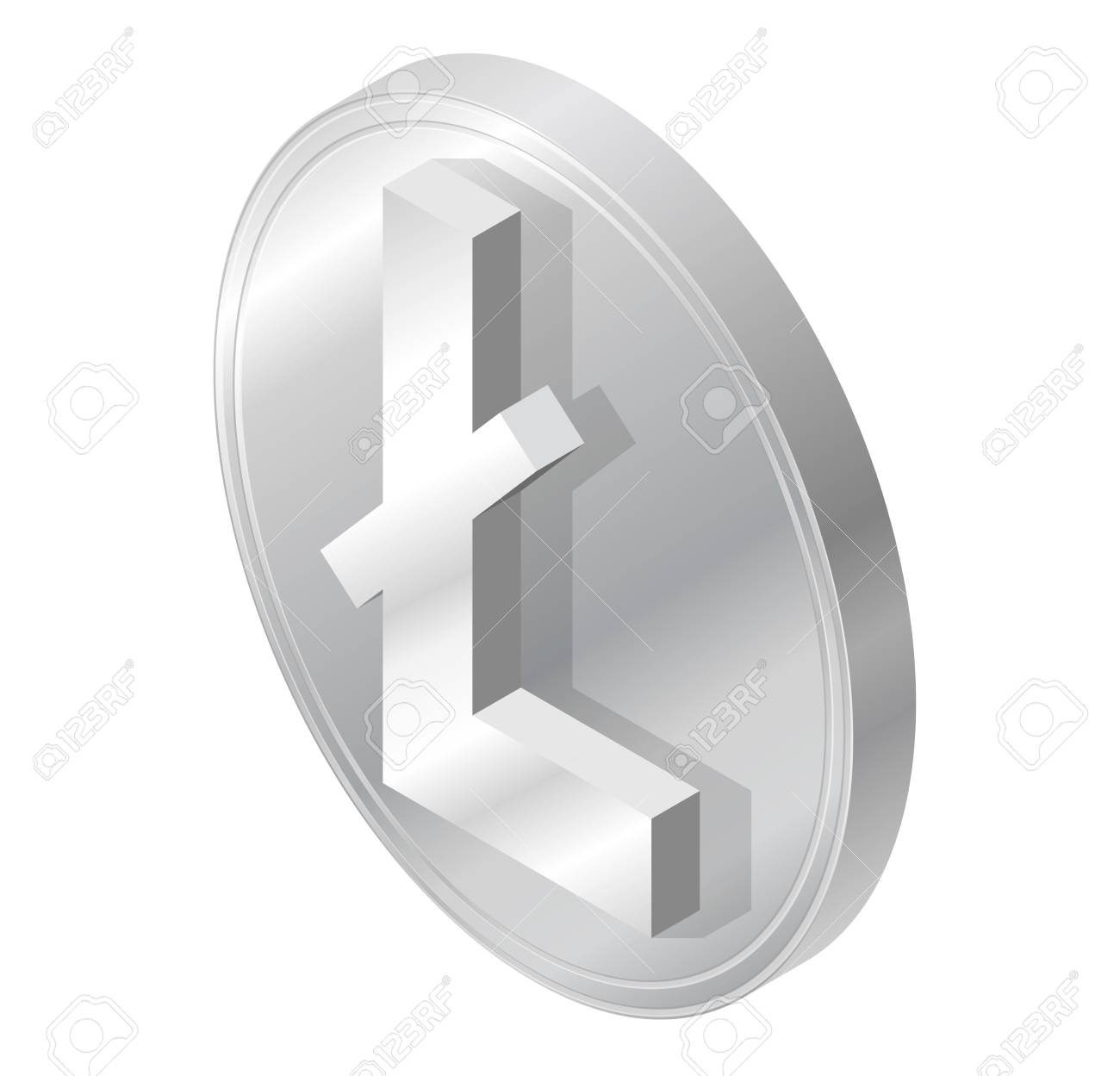 아이소 메트릭 관점에서 라이트 코인 코인 마크. 로열티 무료 사진, 그림, 이미지 그리고 스톡포토그래피. Image 91885879