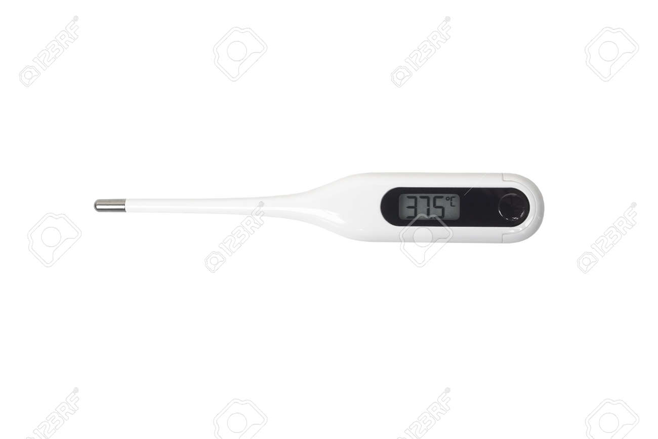 A Thermometer With A Fever Temperature Of 37.5 Stock Photo, Picture and  Royalty Free Image. Image 156233409.