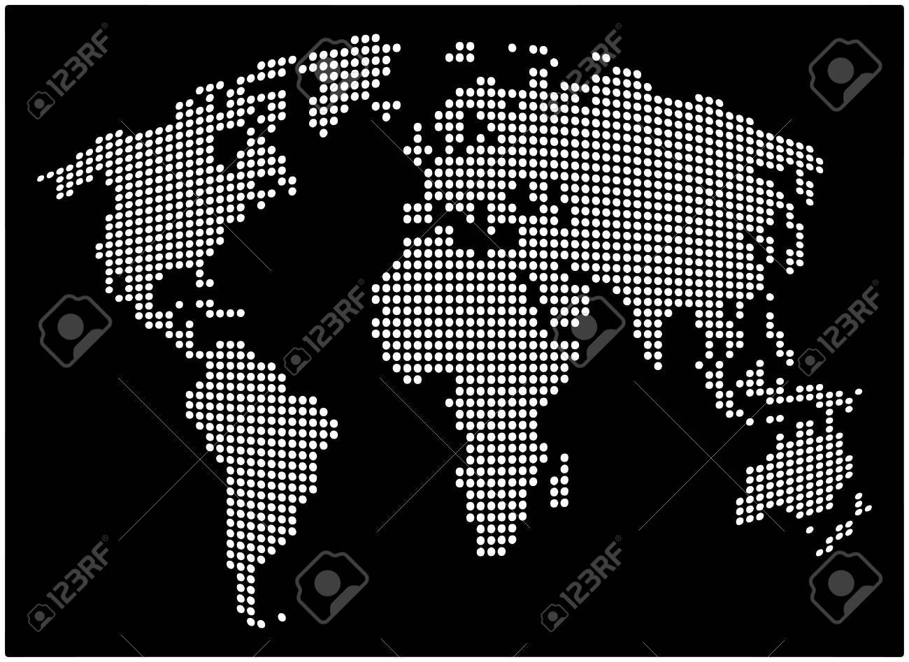 Carte Du Monde Abstrait Vector Pointillé Illustration De Silhouette Noir Et Blanc