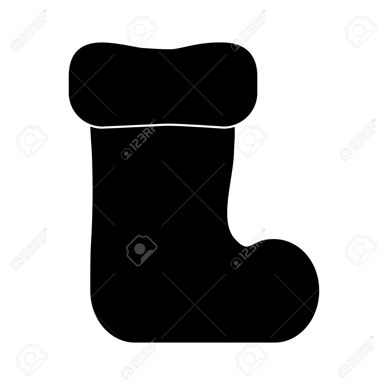 クリスマス靴下シルエット アイコン シンボル デザイン 冬ベクトル図は 白い背景で隔離 のイラスト素材 ベクタ Image