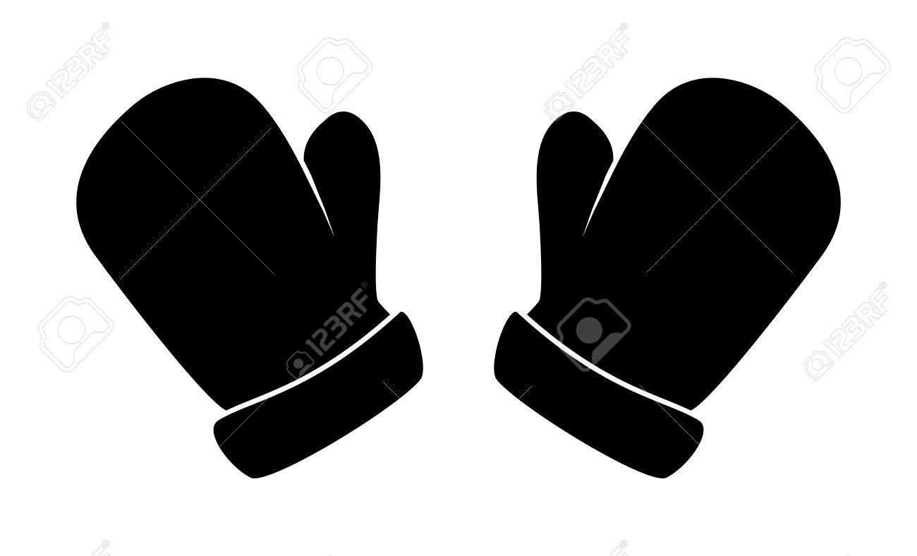christmas mittens silhouette winter cartoon gloves design icon