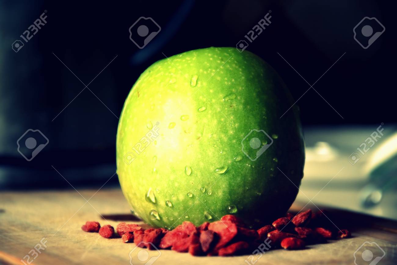 Goji Berries And Apple Background Beautiful Banner Wallpaper