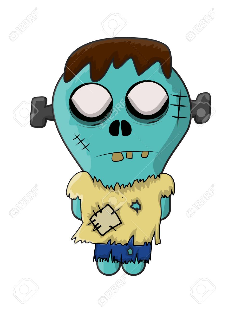 かわいいゾンビのハロウィーン フランケンシュタイン ベクトル シンボル アイコンをデザインします 白い背景に分離された美しいイラスト のイラスト素材 ベクタ Image