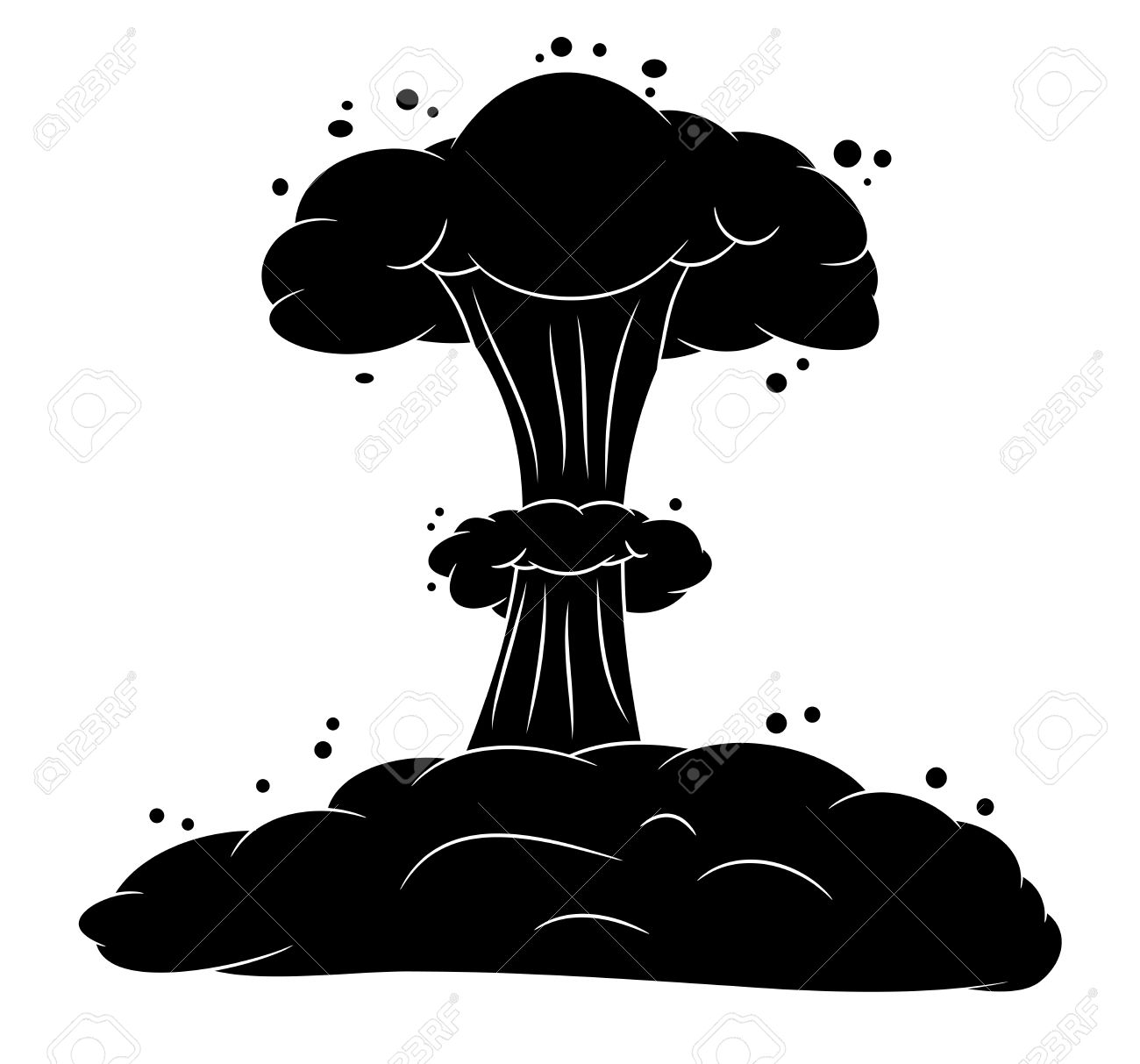 きのこ雲 核爆発のシルエット ベクター シンボル アイコン デザイン 白い背景に分離された美しいイラスト のイラスト素材 ベクタ Image