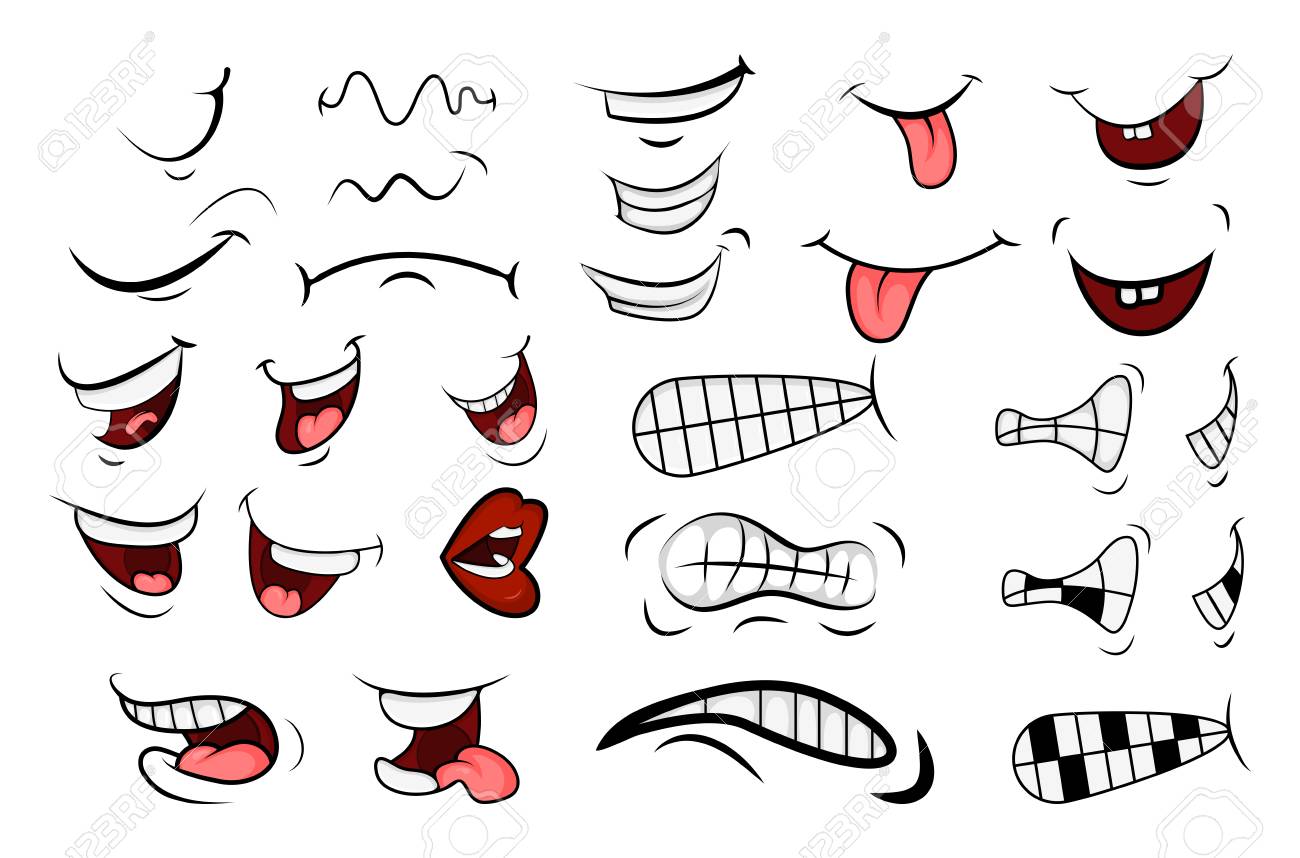 Design De Desenho Animado Isolado De Sorriso, Boca E Língua