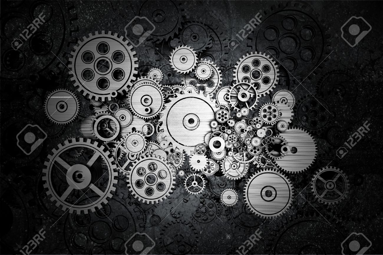 グランジ歯車と歯車の暗い背景デザイン の写真素材 画像素材 Image