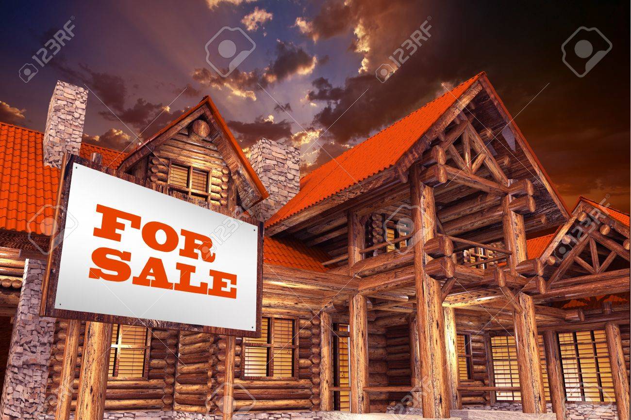 luxury log home for sale with large for sale sign in front real large for sale sign