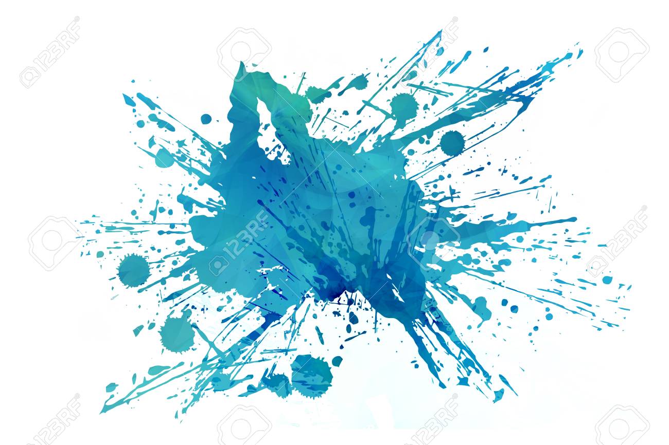 abstracto fresco del aqua splash aislado en el fondo blanco azul