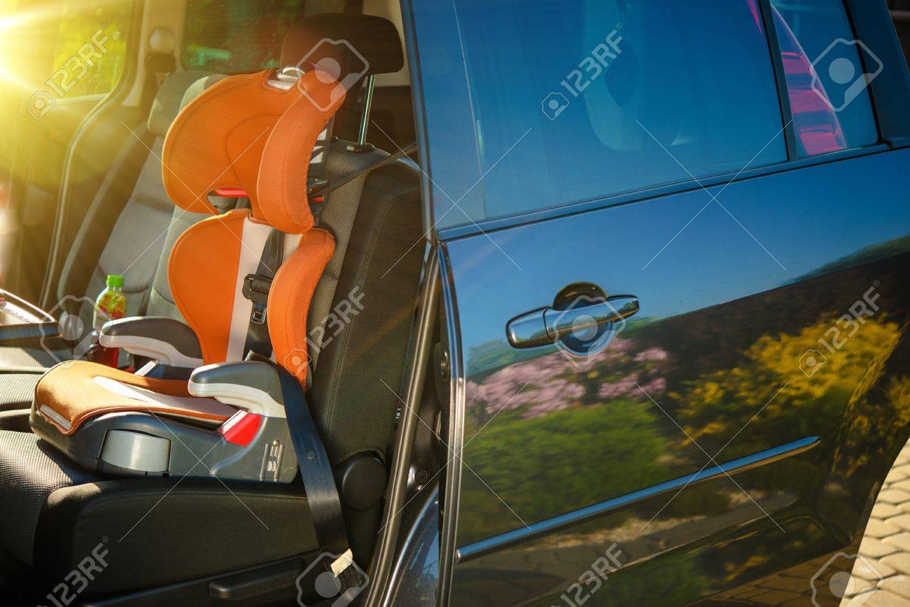 Child Car Safety Seat Orange Car Seat Inside Small Family Van Stock Photo Picture And Royalty Free Image Image 41103762