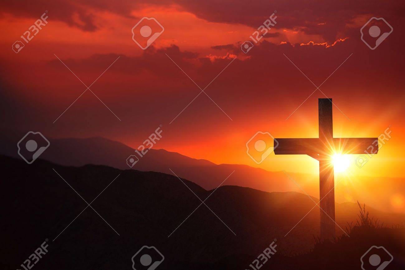The Light of Christ Old Wooden Crucifix on the Desert During Scenic Sunset. - 54031618 The Light of Christ Old Wooden Crucifix on the Desert During Scenic Sunset. - 54031618