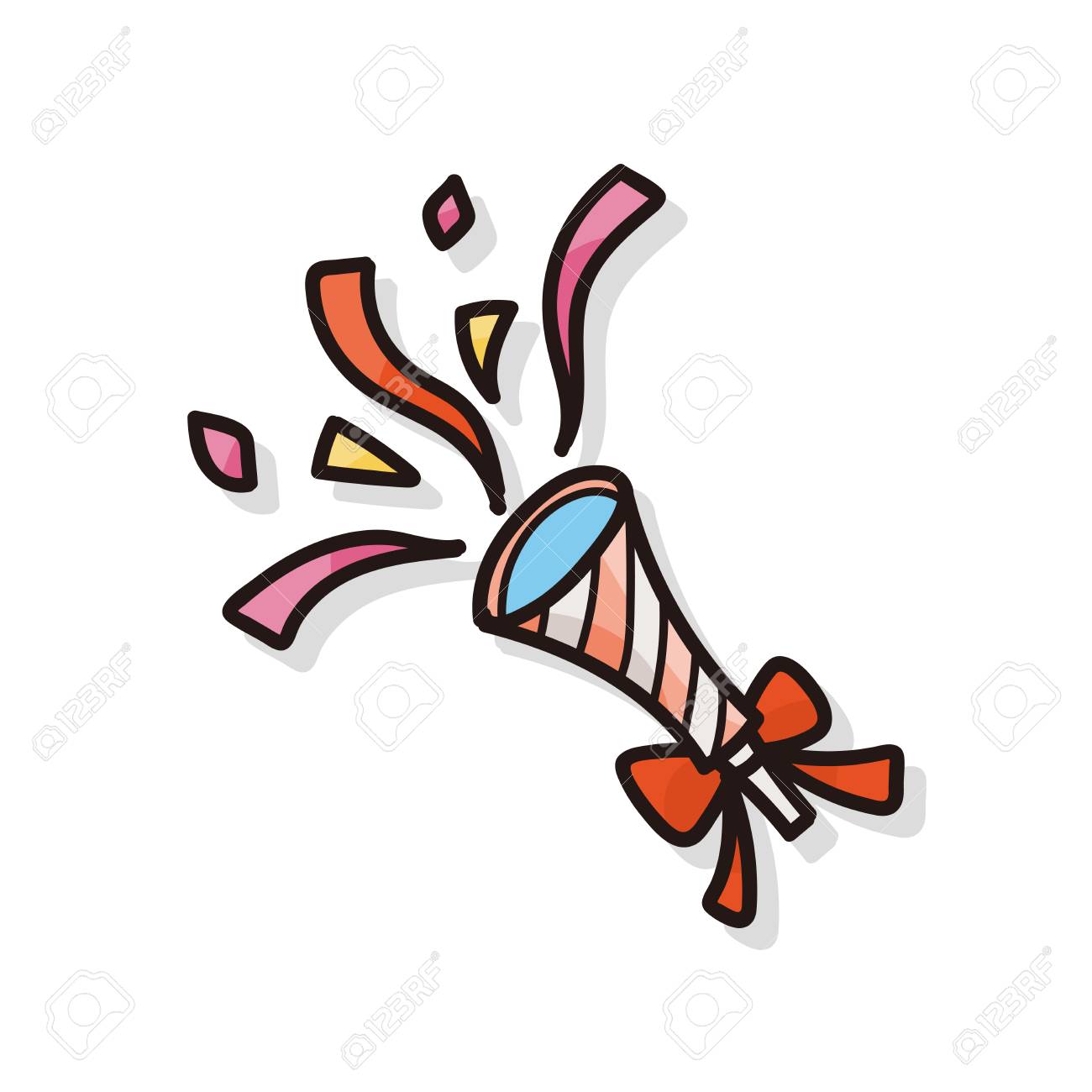 誕生日クラッカー落書きのイラスト素材 ベクタ Image