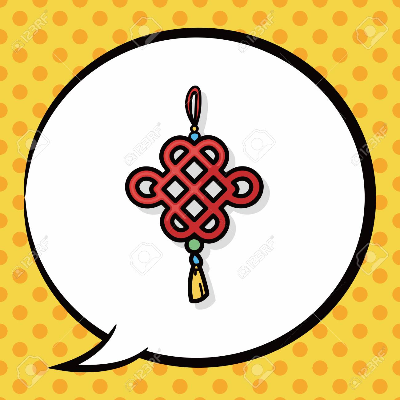 中国新年古代コイン ラッキー ペンダント落書き 吹き出しのイラスト素材 ベクタ Image