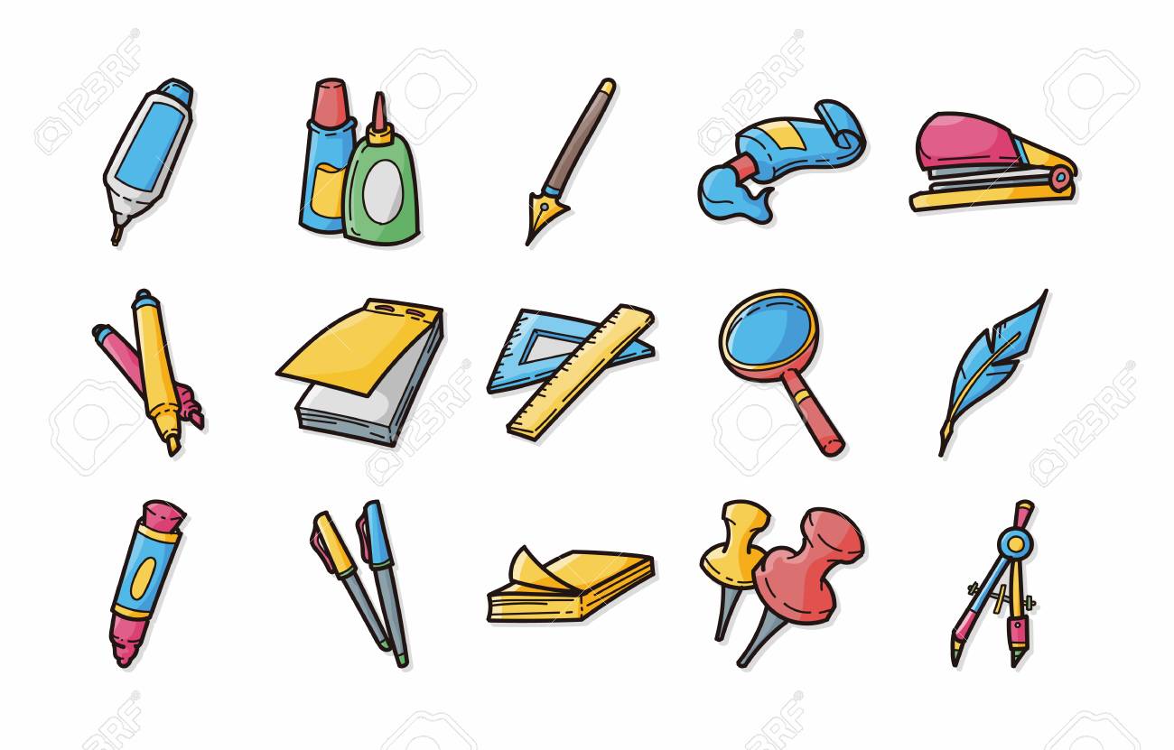 文房具や図面のアイコンを設定のイラスト素材 ベクタ Image