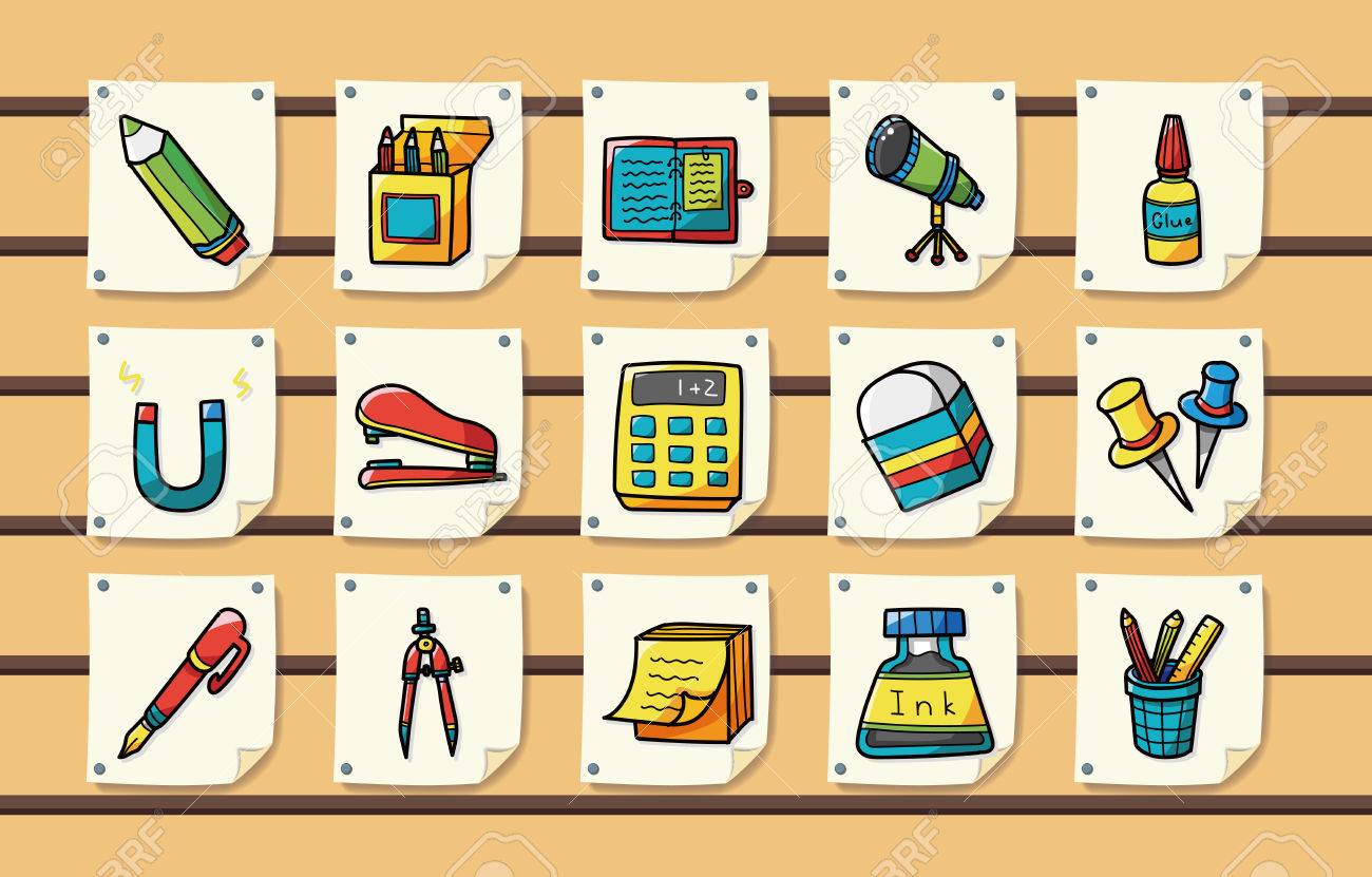 文房具や図面のアイコンを設定 のイラスト素材 ベクタ Image