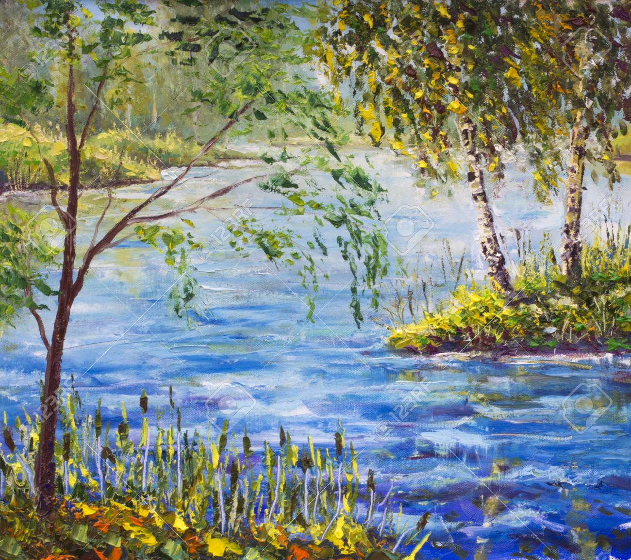 Amazon.co.jp: 抽象的な水彩画の木のキャンバスの絵画版画特大のアート