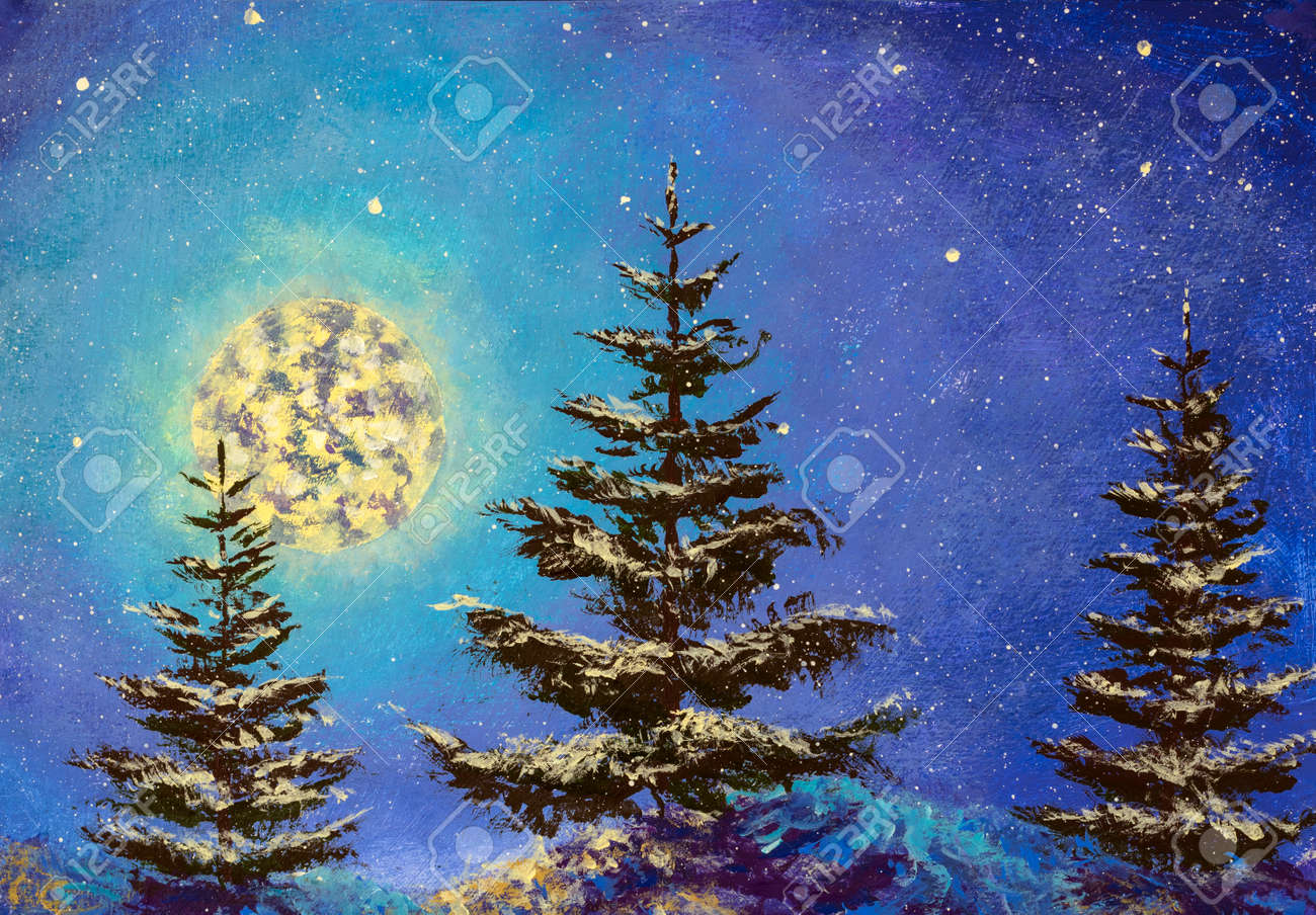 油絵 絵画【クリスマス夜に】