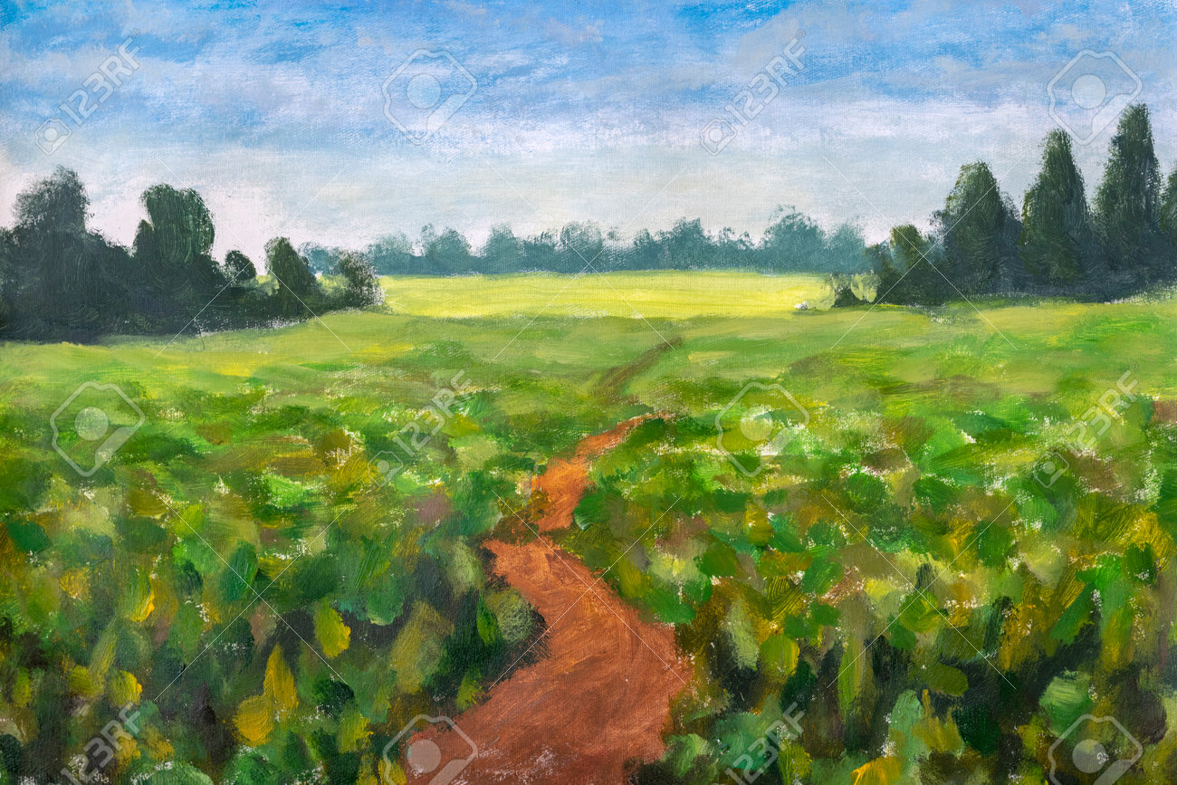 田園風景 油彩画 印象派スタイル