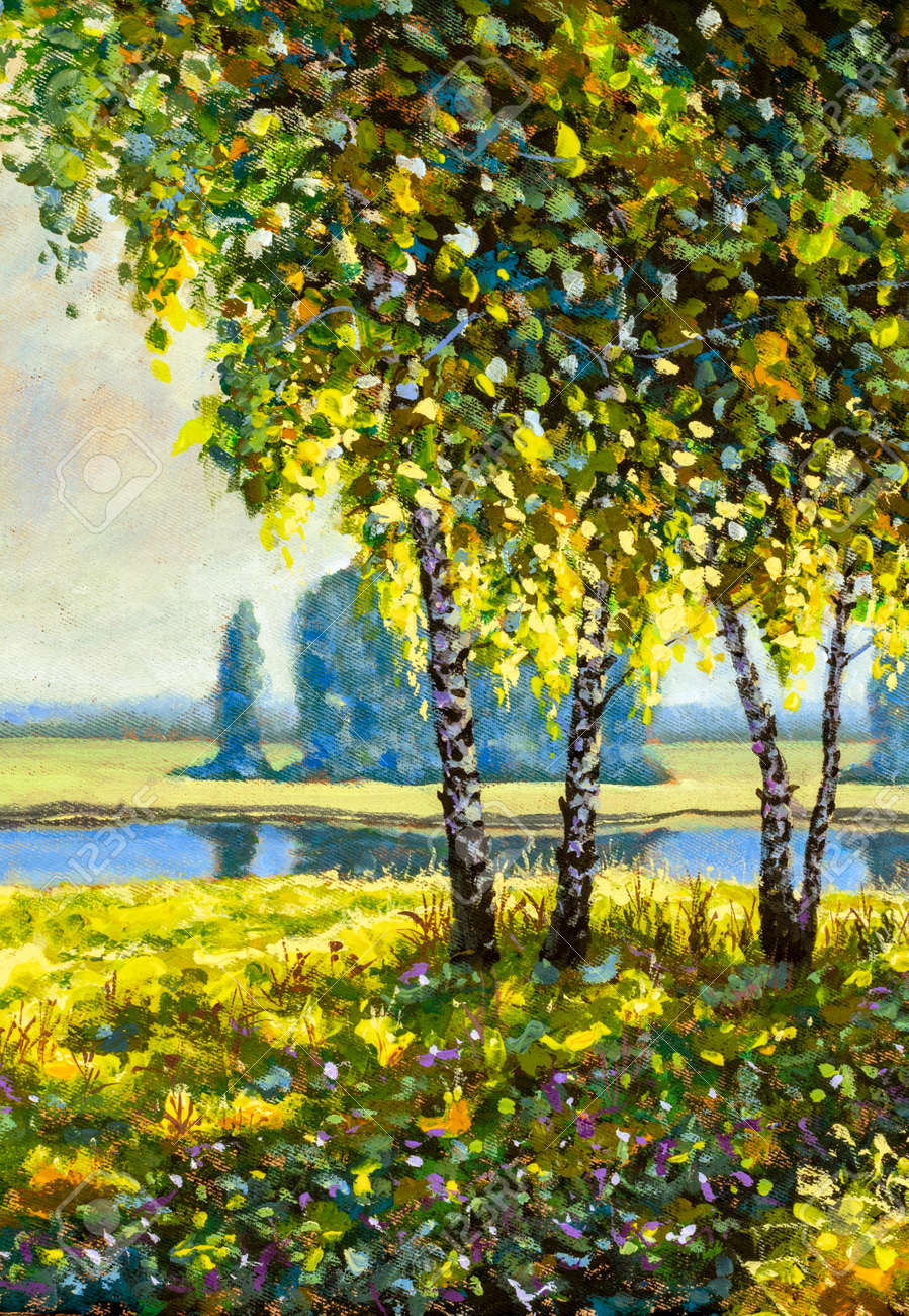 田園風景 油彩画 印象派スタイル